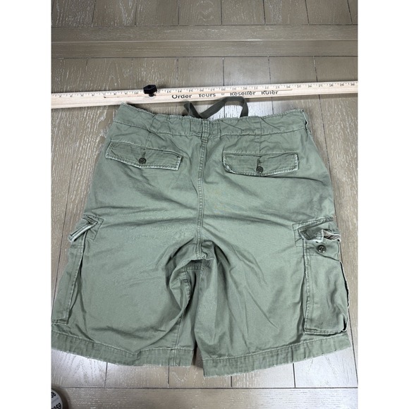Vtg Abercrombie Fitch Cargo Shorts Mens Size 32 Green Thrashed Y2K Distressed - Picture 2 of 12
